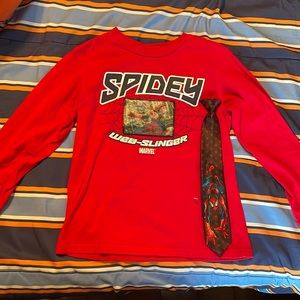 Vintage Spider-Man Hologram Kid’s Long Sleeve T-Shirt and Clip-On Tie